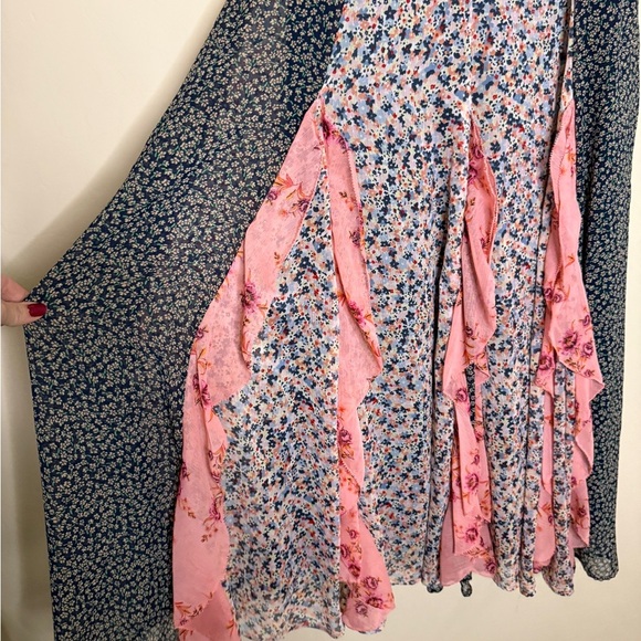 Anthropologie Sleeveless V-Neck Ruffle Midi Maxi Dress Floral - Picture 6 of 12